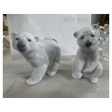 Lladro Porcelain Polar Bear Figurines, Set of 2