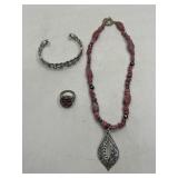 Carolyn Pollack Sterling & Rhodonite Jewelry Set