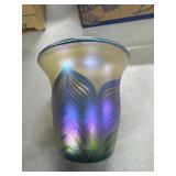7" Jack Barlow Signed Art Glass Vase, 1982