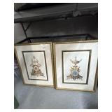 Pair Framed 17x21" French Clock Prints, Gold Frame