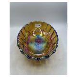 12" Iridescent Carnival Glass Footed Bowl