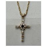 Sterling CZ Cross Necklace, Italy