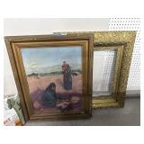 2pc Oil on Canvas Painting & Antique Frame As-Is
