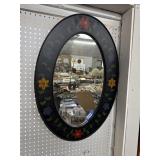 Oval Wall Mirror with Floral Painted Frame 32x22