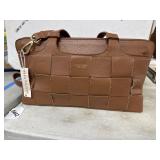 Lia Numa Brown Woven Leather Handbag, Italy