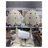 Pair Hollywood Regency Cast Metal Table Lamps
