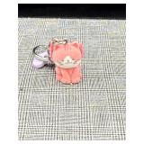 Cute Pink Cat Keychain ï¿½ Flocked Mini Animal Charm