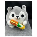 Cute Husky Plush Toy Holding Subway Sandwich