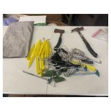 ASSORTED CAMPING STAKES AND SUPPLIES