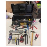 PLASTIC TOOL BOX WITH ASSORTED TOOLS
