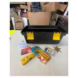 PLASTIC TOOL BOX WITH ASSORTED TOOLS