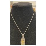 18K GOLD AND STERLING FLEUR DE LIS NECKLACE