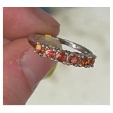 ORANGE SAPPHIRE RING IN STERLING SIZE 5