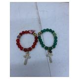 (2)- STRETCHABLE CROSS PENDANT BRACELETS