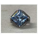 SIZE 6 BLUE SWAROVSKI CRYSTAL RING