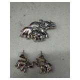 ELEPHANT STUD EARRINGS W/ ELEPHANT PENDANT