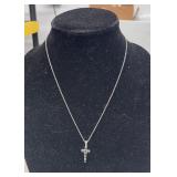 BLACK SAPPHIRE CROSS PENDANT W/ 20' STAINLESS
