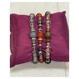(3)- GLASS BEAD BRACELETS