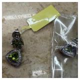 PERIDOT IN PLATINUM OVERLAY STERLING EARRINGS