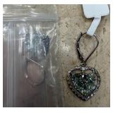 GREEN SAPPHIRE HEART SHAPED EARRINGS IN STERLING