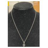BLACK SAPPHIRE CROSS PENDANT WITH STAINLESS CHAIN
