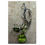 STERLING SILVER PERIDOT LEVER BACK EARRINGS