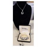 NECKLACE, EARRING, AND BRACELET STERLING SET