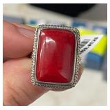 CORAL RING IN STERLING SIZE 6