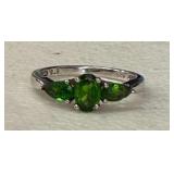 RUSSIAN DIOPSIDE 3 STONE RING IN STERLING SIZE 5