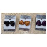 (3)- HEART SHAPED STUD EARRINGS