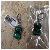 AFRICAN MALACHITE LEVER BACK EARRINGS