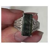 BRAZILIAN GREEN TOURMALINATED QUARTZ RING SIZE 6