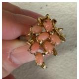 GOLD PLATED CORAL RING SIZE 7.5-8