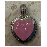PINK STONE HEART SHAPED PENDANT