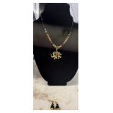 ELEPHANT PENDANT NECKALCE W/ EARRINGS SET