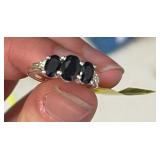 BLACK SAPPHIRE RING IN STERLING SIZE 6