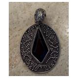 THAI BLACK SPINEL PENDANT IN STERLING SILVER