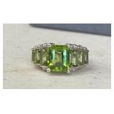 PERIDOT RING IN STERLING SIZE 6