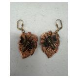 FRENCH AUTUMN COPPER LEAVES EARRINGS