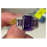 AMETHYST RING IN STERLING SIZE 5