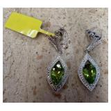 PERIDOT PEAR SHAPE DANGLE EARRINGS