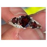MOZAMBIQUE GARNET STONE RING IN STERLING SIZE 6