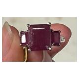 NIASSA RUBY THREE STONE RING SIZE 6