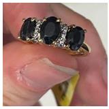 BLACK SAPPHIRE RING IN STERLING SIZE 5
