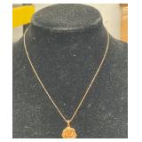 14K ROSE GOLD CHAIN AND ROSE PENDANT