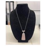 24' ROSE QUARTZ W/ STAINLESS STEEL CHAIN
