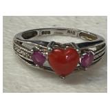 HEART SHAPED CORAL IN STERLING SIZE 5