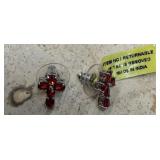 RED SAPPHIRE CROSS EARRINGS