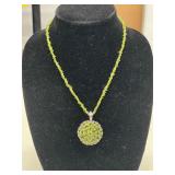 PERIDOT CLUSTER PENDANT ON 20' BEADED CHAIN