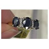 BLACK SAPPHIRE RING IN STERLING SIZE 6